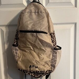 Tan and Leopard Women's Backpack